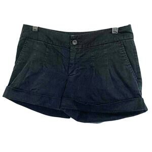 XHILARATION MID RISE CUFFED SHORTS, JUNIORS, 9, BLACK, BELT LOOPS, BUTTON & ZIP